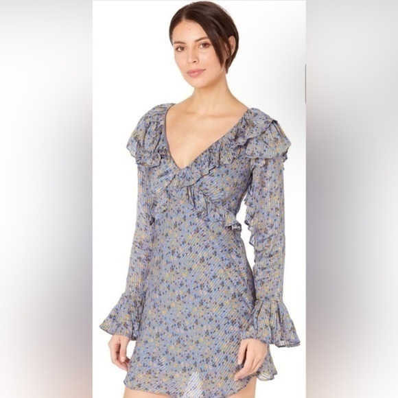 Free People Dresses & Skirts - Free People Sweetest Thing Long Sleeve Minidress Midnight Cowboy SZ 6 NWT